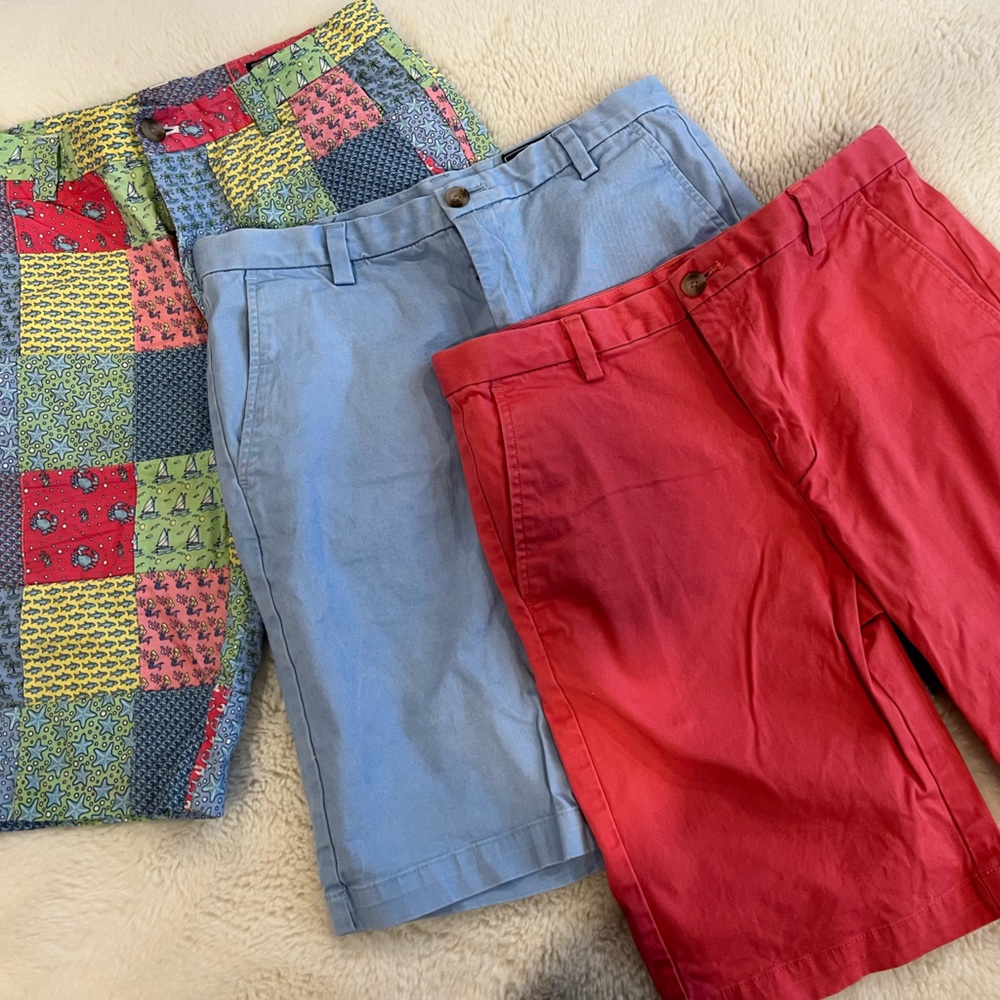 Vineyard Vines Kids Patchwork, Light Blue & Red Shorts Set